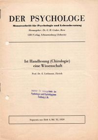 Deckblatt der Zeitschrift 'Der Psychologe. Monatsschrift für Psychologie und Lebensberatung'