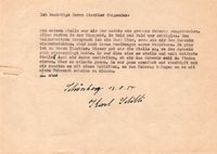 Bestätigungsschreiben von Hans Bender, August 1954